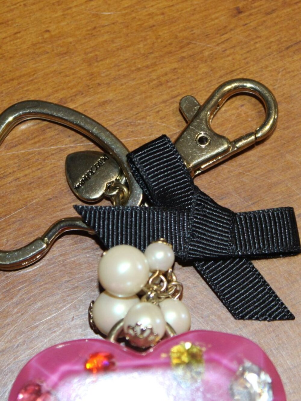 NWOT Betsey Johnson Heart w/bling bag charm or key chain CUTE - Picture 4 of 6
